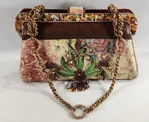 Vintage Mary Frances Beaded Embellished Crushed Velvet Satchel Purse Handbag - Picture 1 of 14
