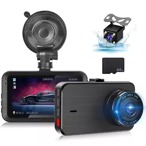 Dash Cam Front and Rear - 3 inch IPS Screen 1080P Full HD DVR Dash Camera for... - Picture 1 of 7