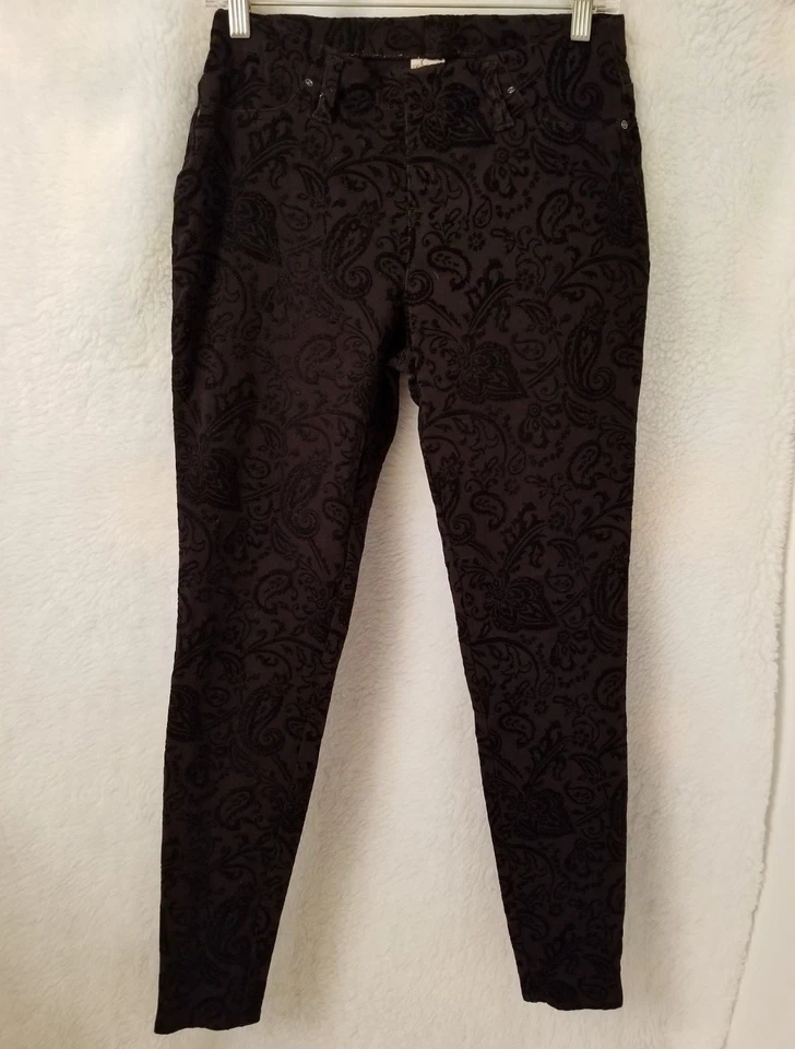 Faded Glory Womens Jegging Jeans Pants Size S Small 4/6 Black Floral Paisley - Image 1 of 4
