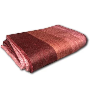 SOFT & WARM MULTICOLOR STRIPED ALPACA WOOL HANDMADE BLANKET PLAID THROW - Picture 1 of 14