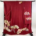 Furisode Kimono Japan Length 165.5Cm Sleeve 67.5Cm L Fan Side Camellia Gold Thre