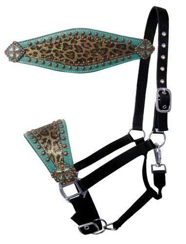 Showman Bronc Halter w/ Metallic Gold Cheetah Print Noseband - Image 1 of 1