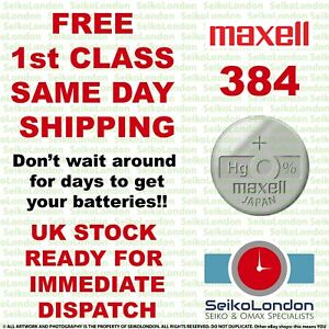 1X Maxell 384, SR41SW, SR41, SR736,Watch Battery 1st Class FAST!!