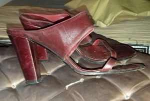 Yves Saint Laurent Burgundy Leather Mules Sandals Shoes - US 8 / UK 6 / EU 39 - Bild 1 von 12