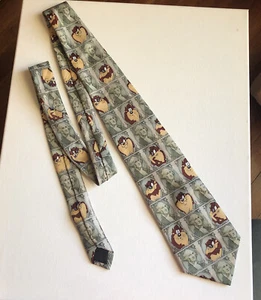 Looney Tunes Tasmanian Taz Devil Money Necktie Novelty Iconic Cartoon Print 1996 - Picture 1 of 3