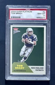 Biglietto 2002 Fleer Platinum #2 Tom Brady PSA 10 2° ANNO *INVESTI* - Foto 1 di 2