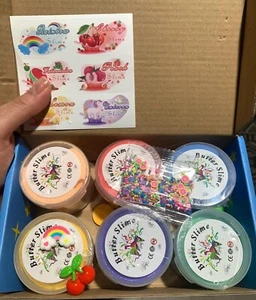Premade 6 Pack Butter Slime, Slime with Peachybbies Watermelon Lemon Charms New - Picture 1 of 8