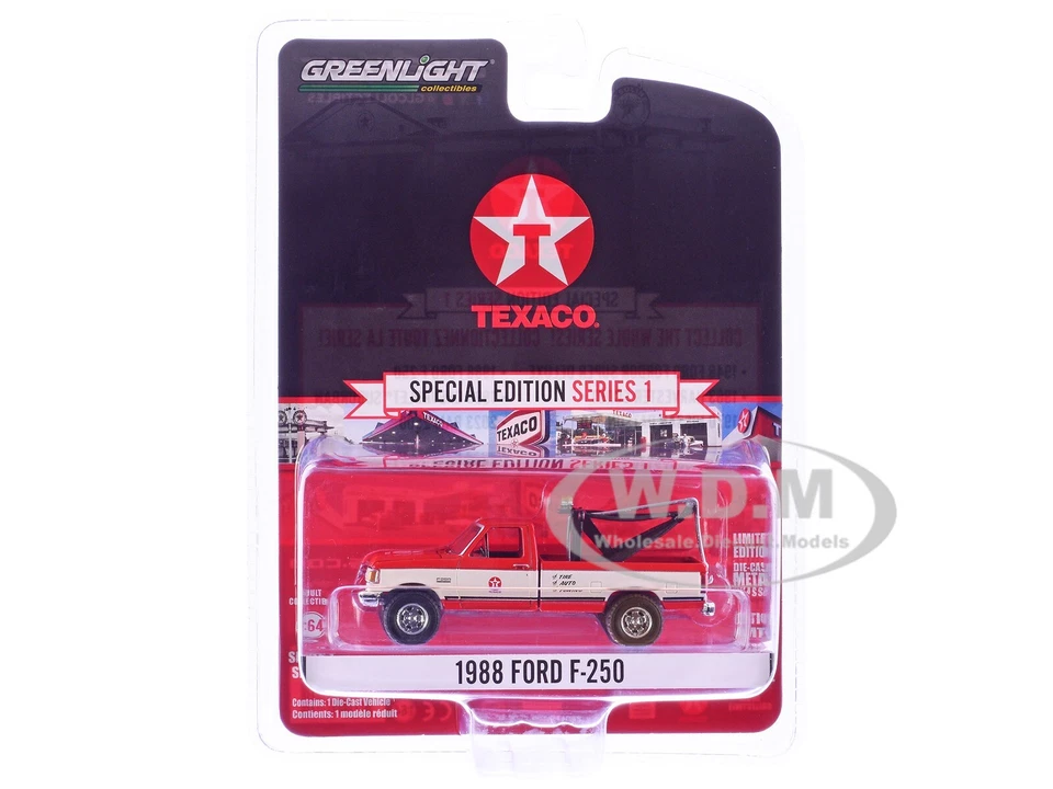 1988 FORD F-250 TOW TRUCK "TEXACO" RED & WHITE 1/64 MODEL BY GREENLIGHT 41165 D - Image 1 of 1