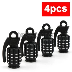 4x Black Crown Car Tire Valve caps Black Bike Wheel Tyre Valve Air Dust Cap Stem - Picture 1 of 3
