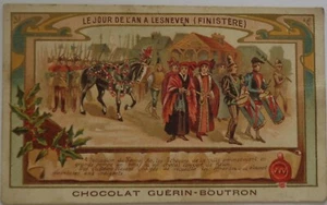 Rare Chromo Chocolate Guérin Boutron New Year in Lesneven (Finistère) 19th - Picture 1 of 2