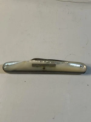 Navaja de Bolsillo Antigua 4 Hojas Congreso Madreperla Marshall Wells Hardware Co Foto 1 de 4