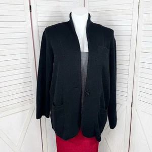 J. Maglione girocollo donna grande nero misto lana alpaca bozzolo blazer cardigan giacca - Foto 1 di 15
