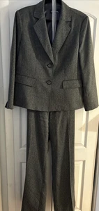 Evan Picone Gray Tweed Blazer Pant Suit Size 18 Lined Career Business Office - Picture 1 of 13