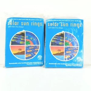 Solar Sun Rings Palm Tree Design Blue Solar Heating Swim Pool Cover Set of 2 NEW - Picture 1 of 4