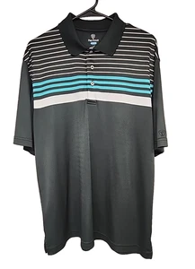 Pro Tour Golf Polo Shirt Men's LARGE Cool Play Performance - Black w/ Stripes - Picture 1 of 7