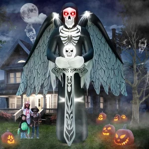 12FT Halloween Inflatables with LED Light, Giant Winged Grim Reaper Inflatabl... - Picture 1 of 7