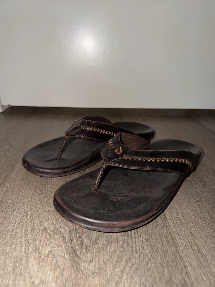 Olukai Mea Ola Men's Leather Sandals Dark Java Size 12 - Image 1 of 2