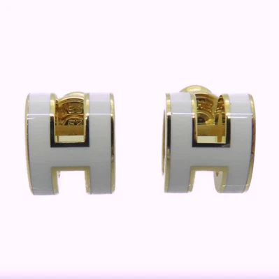 Серьги-гвоздики HERMES POP H Mini белые - Изображение 1 из 4