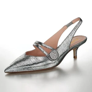 NIB Stuart Weitzman Women's Dede Slingback Pump in Silver - Picture 1 of 13