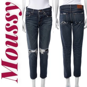 MOUSSY VTG ISKO 100 % BAUMWOLLE BUSTED KNIE MID-RISE BUTTONFLY TAPERED JEANS, Gr. 25 - Bild 1 von 12