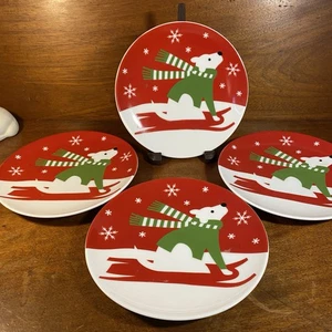Set di 4 piatti da dessert cassa e barrell cucciolo di neve insalata festa 7,5" - Foto 1 di 5
