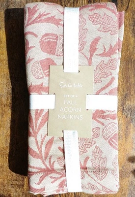 Sur La Table Set Of 4 Fall Acorn Napkins  20x20 100 Cotton - Image 1 of 4