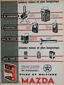 PUBLICITÉ DE PRESSE 1961 LES PILES MAZDA CIPEL TORCHE ELECTRO-FANAL PROJECTEUR - Picture 1 of 1
