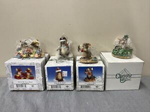Lot of 4 Charming Tails Fitz & Floyd Figurines w/Boxes Valentines/St. Patrick's