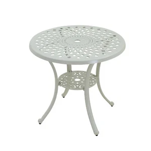 Clihome Outdoor Cast Aluminum Dining Table Round Patio Table with Umbrella Hole - Picture 1 of 18