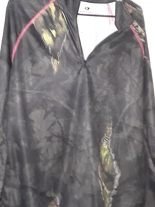 NEW W/TS WOMEN'S M0SSY OAK  BLACK W/ CAMO COLLAR & PINK TRIM SIZE Xl 16-18 - Picture 1 of 5