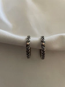 EFFY STERLING SILVER & 18K GOLD SCROLL HOOP EARRINGS MSRP $550 - Picture 1 of 7