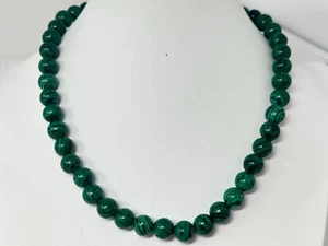 Beautiful 925 Sterling Silver 10mm Malachite Bead 18" inch Necklace - Picture 1 of 8