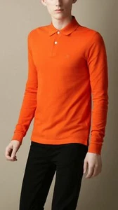 Burberry Brit Polo Shirt Long Sleeve- Bright Orange 38727611- Size Large - Picture 1 of 1