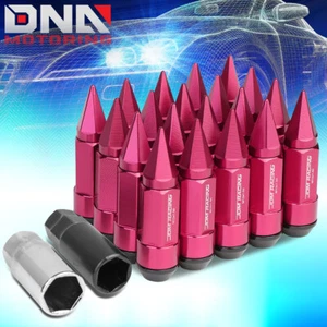 20PCS 53MM PINK ALUMINUM 23MM OD M12X1.5 WHEEL LUG NUTS WITH 30MM CAPS+2 KEYS - Picture 1 of 5