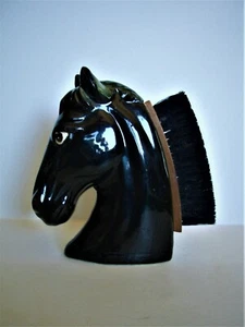 Vintage Ceramic Porcelain Black Horse Head Lint Brush Figurine 5.5” Japan - Picture 1 of 7