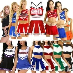 Women's Cheerleader School Girl Uniform Fancy Outfit Costume Cosplay Mini Skirt - Picture 1 of 112