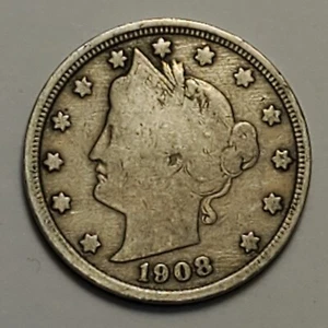 Nicer "very fine" low mintage 1908 Liberty Head Nickel - Picture 1 of 2