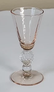 Morgantown Pink Elegant Paneled Glass Golf Ball Stem Cordial Sherry Glass Mint - Picture 1 of 10