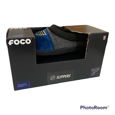 St Louis Blues NHL FOCO Slide Slippers Fuzzy Men's S (7-8) New - Image 1 of 4