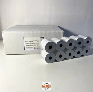 50 ROTOLI CARTA TERMICA OMOLOGATA PER REGISTRATORE DI CASSA mm 57x30 mt F. 12 - Imagen 1 de 4