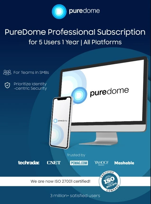 PureDome Professional Subscription for 5 Users 1 Year All Platforms - Image 1 of 1