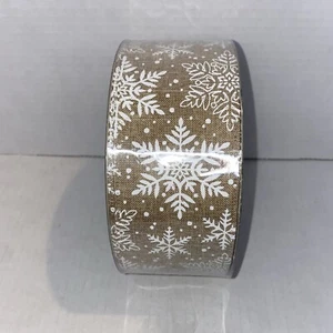 Member's Mark Christmas White Snowflakes Jute 50 Yards Wired Edge Ribbons 2.5”W - Picture 1 of 4