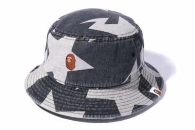 SOMBRERO CUBO VAQUERO PATRÓN STA A Bathing Ape Negro BAPE Talla M 58 cm 22,8 pulgadas Foto 1 de 4