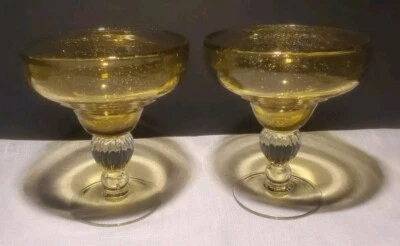 Artland Iris Yellow/Gold Margarita Glasses (2) - Image 1 of 4