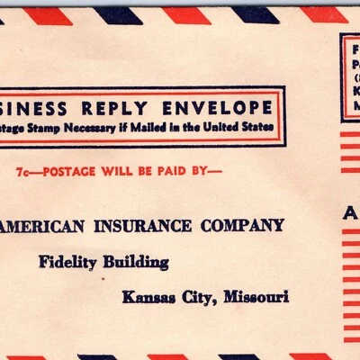 c1980s Kansas City Missouri Old American Insurance Co Cover Envelope Fidelity 5V - Image 1 of 3