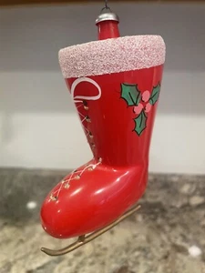Rare De Carlini Red Boot Ice Skate Christmas Ornament - Picture 1 of 4