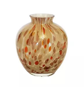Jarrón de vidrio artístico con estuche bonito pequeño moteado multicolor topo naranja marrón 4" - Imagen 1 de 5