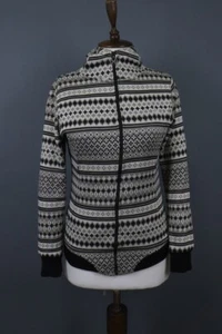Kari Traa Gray Merino Wool Fair Isle Bures Pile Hooded Fleece Jacket Size S - Picture 1 of 12