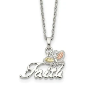 Landstroms Mt Rushmore Black Hills 925 Silver&12K Gold Faith Butterfly Necklace - Picture 1 of 5