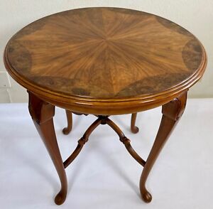 Louis XV Sunburst Style English Walnut Burl Marquetry Accent / Side Table